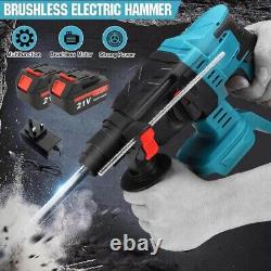 Cordless Hammer Drill SDS Rotary Electric Impact Hammer Heavy Duty + 2 Batteries