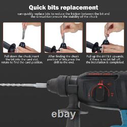 Cordless Hammer Drill SDS Rotary Electric Impact Hammer Heavy Duty + 2 Batteries