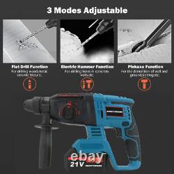 Cordless Hammer Drill SDS Rotary Electric Impact Hammer Heavy Duty + 2 Batteries