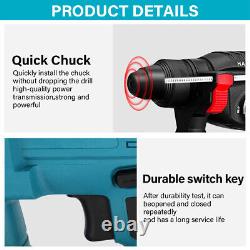 Cordless Hammer Drill SDS Rotary Electric Impact Hammer Heavy Duty + 2 Batteries