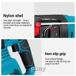 Cordless Hammer Drill SDS Rotary Electric Impact Hammer Heavy Duty + 2 Batteries