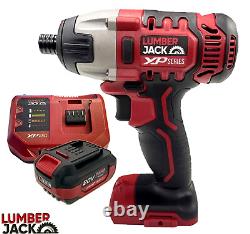 Cordless Impact Driver Drill with 20V 4Ah Lithium Battery & Lumberjack Charger