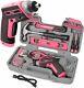 Cordless Screwdriver Sets Drill Kit Set Pink Ladies Home Diy Tool Box 35 Piece