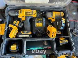 DEWALT 10.8v Cordless Twin Drill Kit Inc Torch & USB Charger With 4 Batteries