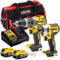 DeWalt 18V Brushless Drill Impact Driver Twin Pack 2 x 5.0Ah Batteries & Charger