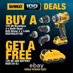 Dewalt 12v XR DCD703L2T Brushless x4 Multi-Head Drill Driver Charger + 3x 3ah