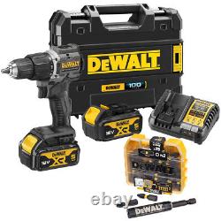 Dewalt DCD100P2T 18V XR Brushless Combi Hammer Drill Kit With 25 Piece Bit Set