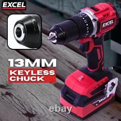 Excel 18V Cordless Brushless Combi Drill with 1 x 4.0Ah Battery Charger & Bag