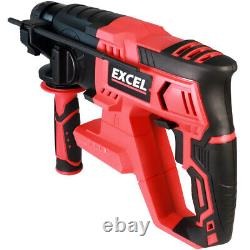 Excel 18V Cordless SDS-Plus Rotary Hammer Drill with Chuck & Chisel Set 4 Piece