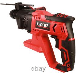 Excel 18V Cordless SDS-Plus Rotary Hammer Drill with Chuck & Chisel Set 4 Piece