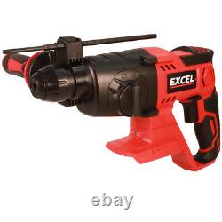 Excel 18V Cordless SDS-Plus Rotary Hammer Drill with Chuck & Chisel Set 4 Piece