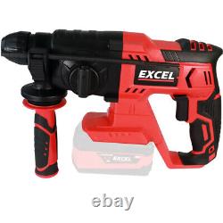 Excel 18V Cordless SDS-Plus Rotary Hammer Drill with Chuck & Chisel Set 4 Piece