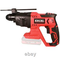 Excel 18V Cordless SDS-Plus Rotary Hammer Drill with Chuck & Chisel Set 4 Piece