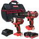 Excel 18v Impact Driver/combi Drill Twin Kit 2 X 2.0ah Batteries Charger & Bag