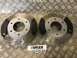 FITS Mitsubishi L200 2.5 DiD Front 294mm Drilled Grooved Brake Discs HEAVY DUTY