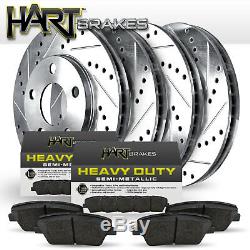 FULL KIT Platinum Hart DRILLED & SLOTTED Brake Rotors + Heavy Duty Pads H1411