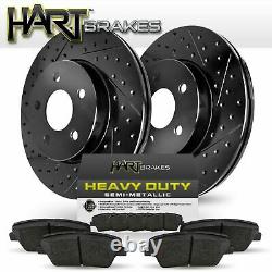 Front Black Hart Drill/slot Disc Brake Rotors And Heavy Duty Pad Bhcf. 4413702