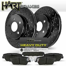 Front Black Hart Drill/slot Disc Brake Rotors And Heavy Duty Pad Bhcf. 6112302