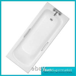 Gripped Bath Heavy Duty 1600mm x 700mm White Acrylic Bath Drilled Tap Leg set