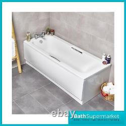 Gripped Bath Heavy Duty 1600mm x 700mm White Acrylic Bath Drilled Tap Leg set