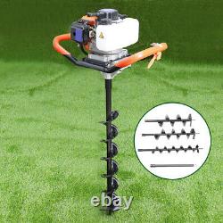 Hand-Held Post Hole Borer Digger 52cc Ground Drill Earth Auger with Bits+Ext Combo