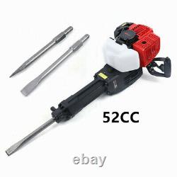 Heavy Duty Petrol Demolition Jack Hammer Drill Concrete Breaker 2 Chisels 52CC