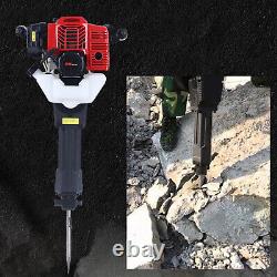 Heavy Duty Petrol Demolition Jack Hammer Drill Concrete Breaker 2 Chisels 52CC