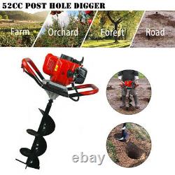 High-Efficiency Petrol Earth Auger 2 Cycle Post Hole Borer Ground Drill + Ext