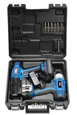 Hilka Cordless Drill and Impact Driver 2 x 18v lithium battery bit set in case