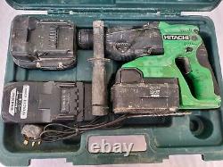 Hitachi DH24DVC SDS Plus Hammer Drill Working 2 X Batteries, Charger & More