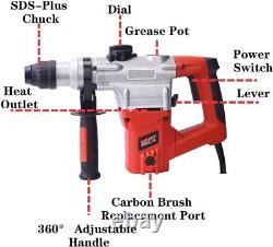 MPT 1 Inch SDS-Plus 1050W Heavy Duty Rotary Hammer Drill, 3 Function and Adjustab