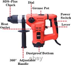 MPT 1500W Heavy Duty Rotary Hammer Drill, 3 Function and Adjustable Soft Grip 3