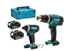 Makita DHP453Z 18v LXT Combi Drill + 2x BL1830 3ah Batteries + DTD152Z MAKPAC