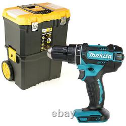 Makita DHP482 18V LXT Combi Drill With 19 Heavy Duty Rolling Storage Toolbox