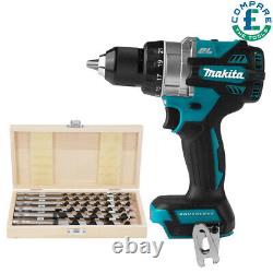 Makita DHP486 18V LXT Brushless 1/2? Combi Drill + 6 Piece Auger Drill Bit Set