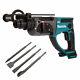 Makita Dhr202z 18v Cordless Sds+ Rotary Hammer Drill With 4 Piece Chisel Set