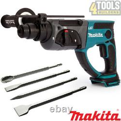Makita DHR202Z Cordless SDS+ Rotary Hammer Drill With 4 Pieces Drill Chisel Set