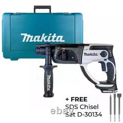 Makita DHR202ZJW 18V SDS+ Plus Rotary Hammer White In Carry Case + FREE D-30134