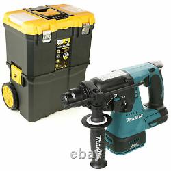 Makita DHR242 18V Brushless SDS+ Drill + 19 Heavy Duty Rolling Storage Toolbox