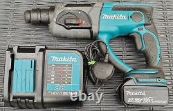 Makita Dhr202 3 Mode Sds Hammer Drill Chisel Function / Charger & 3.0ah Battery