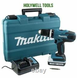 Makita HP457D 18v G-Series Cordless Combi Hammer Drill Driver charger and case