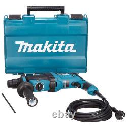 Makita HR2630 3 Mode SDS+ Rotary Hammer Drill 240V/800W With 3 Piece Chisel Set