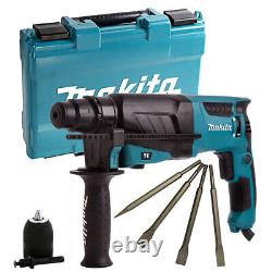 Makita HR2630 SDS+ 3 Mode Rotary Hammer Drill 240V Free Chisels & Keyless Chuck