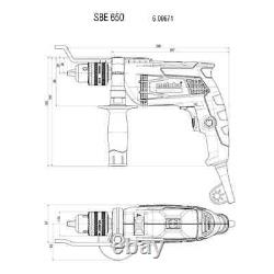 Metabo 230V Impact Drill And Accessory Kit Heavy Duty Masonry Steel / Soft Wood