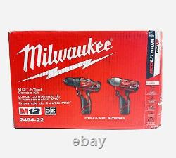 Milwaukee 2494-22 12V Li-Ion Cordless Drill/Impact Driver Combo Kit (2-Tool)
