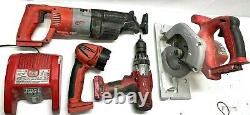 Milwaukee 4 Piece Heavy Duty Cordless Toolkit Drill, Saws, Charger + Hardcase