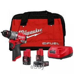 Milwaukee M12 FUELT 3404-22 Sub Compact Drill Kit 1X 4.0Ah 1X 2.0Ah Charger/Bag