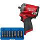 Milwaukee M12fiw38-0 12v 3/8 Impact Wrench + 8 Piece Square Drive Impact Socket