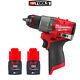 Milwaukee M12fpd2 12v Cordless Fuel New Gen Combi Drill With 2 X 2.0ah Batteries