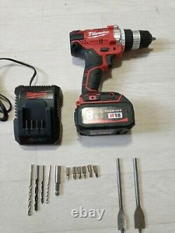 Milwaukee M18BPD-0 18V Compact Percussion Drill 8ah battery & charger drill bits